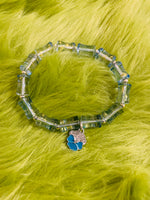 Glass “Blue Bamboo”Charm Bracelet