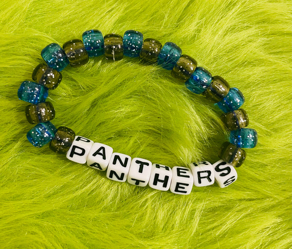 Black and Blue Glitter “Carolina Panthers” Bracelet