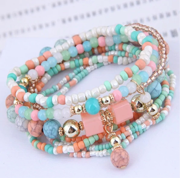 Mixed color beaded bracelet